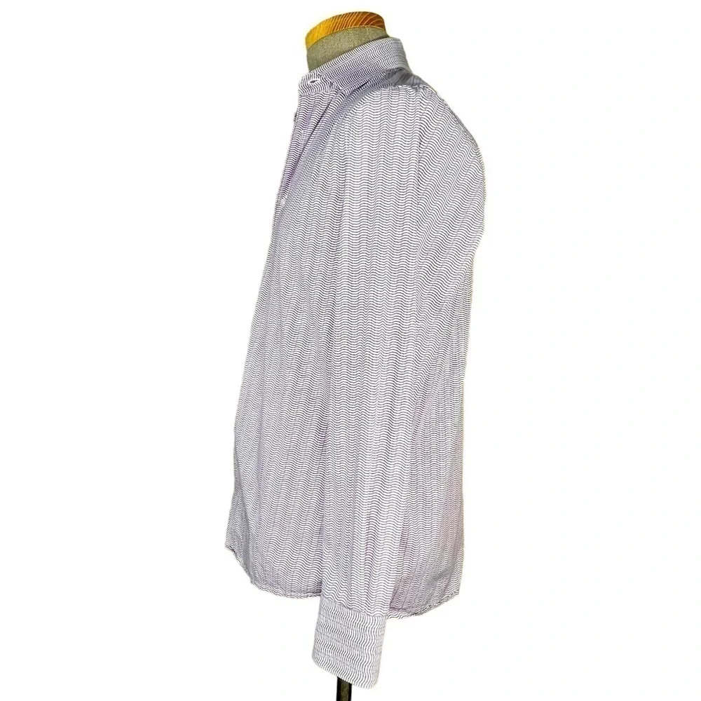 Tattersall Soho Men’s Dress Shirt With Purple Stripes & Dots Med or Large ? - Picture 7 of 10